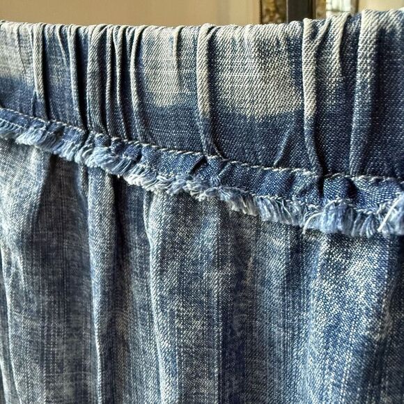 NWOT Bluivy Blue Comfy Acid Washed Tube Denim Chambray Jumpsuit L - Picture 4 of 7